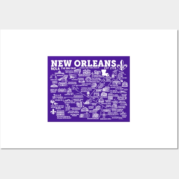 New Orleans Map Wall Art by fiberandgloss